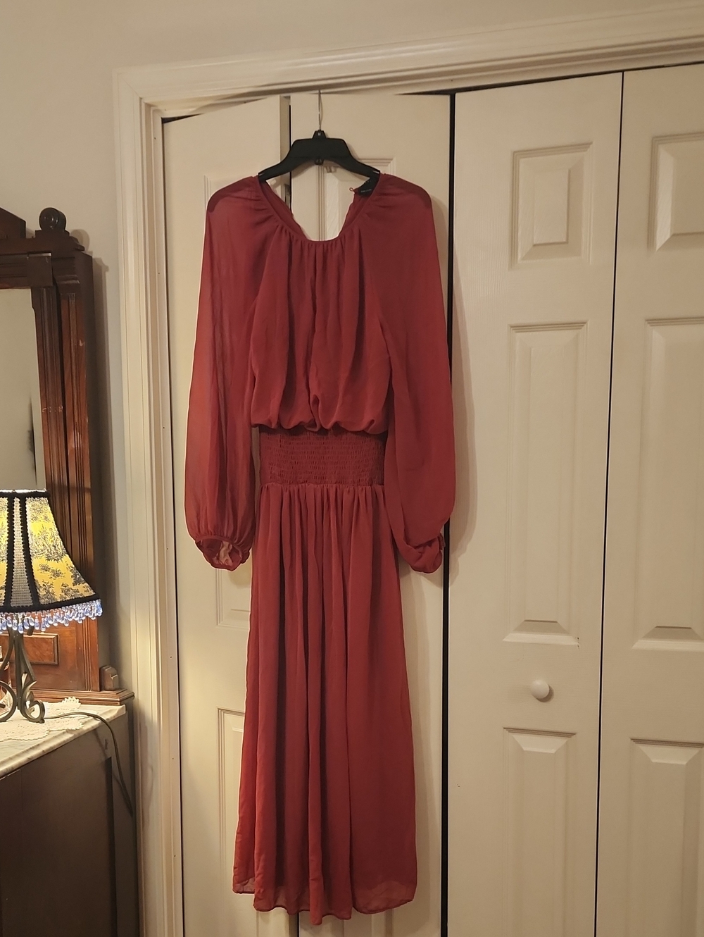 ASOS Rust Red Long Sleeve Maxi Dress